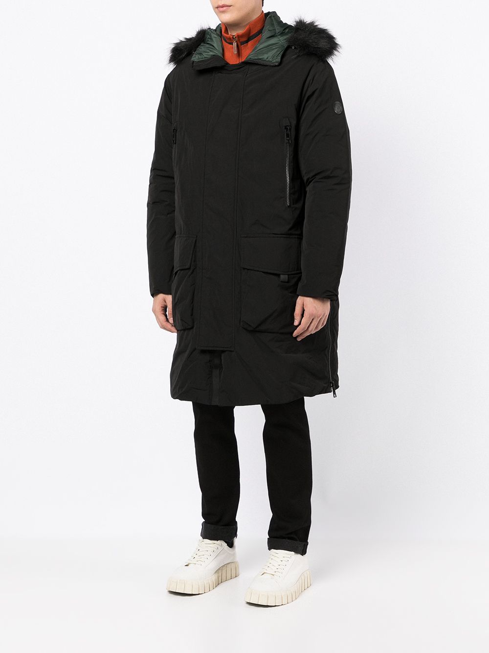 фото Armani exchange пальто с капюшоном и искусственным мехом