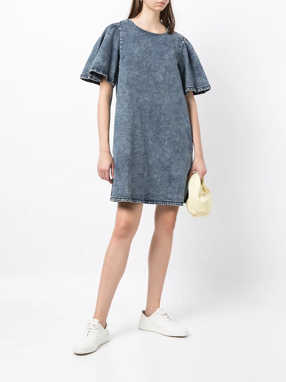 фото Armani exchange платье из вареного денима с короткими рукавами