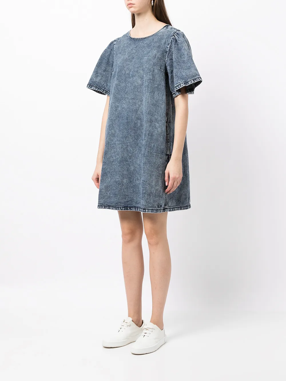 фото Armani exchange платье из вареного денима с короткими рукавами