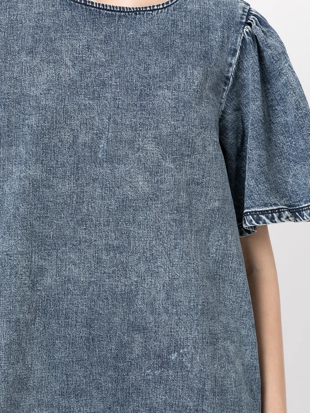 фото Armani exchange платье из вареного денима с короткими рукавами