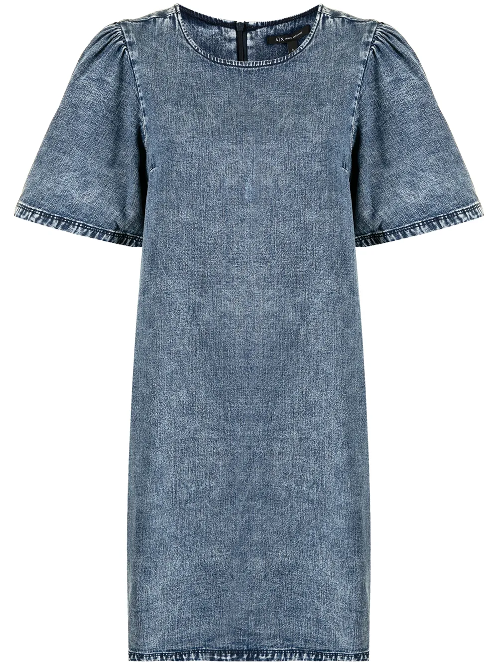 фото Armani exchange платье из вареного денима с короткими рукавами