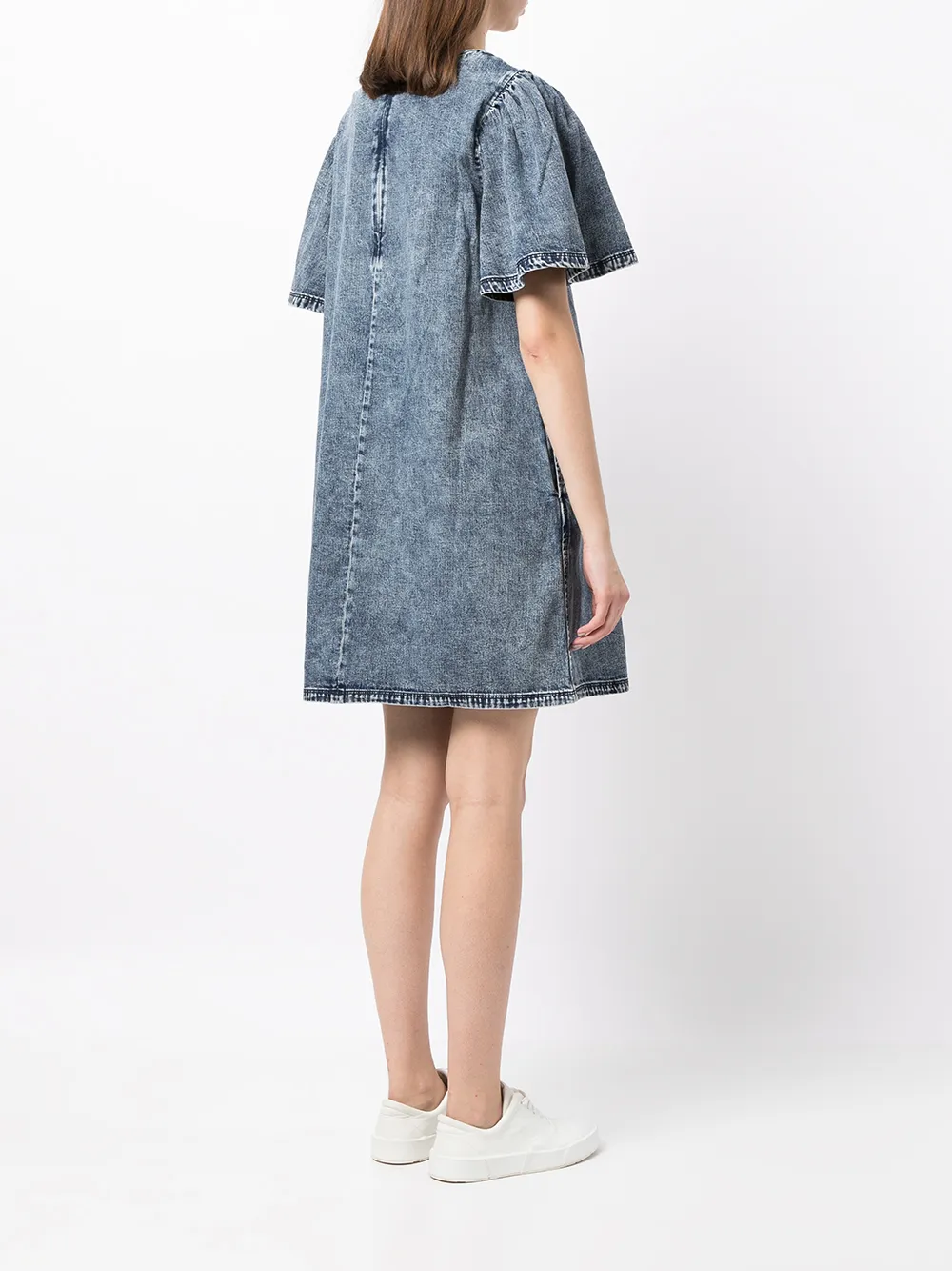 фото Armani exchange платье из вареного денима с короткими рукавами