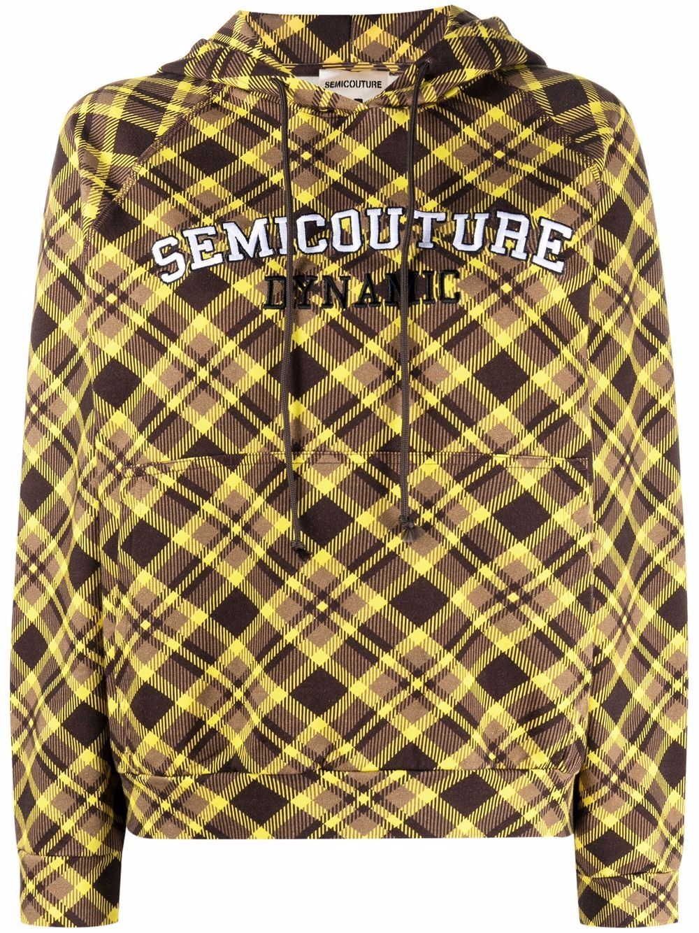 фото Semicouture logo-printed checked hoodie