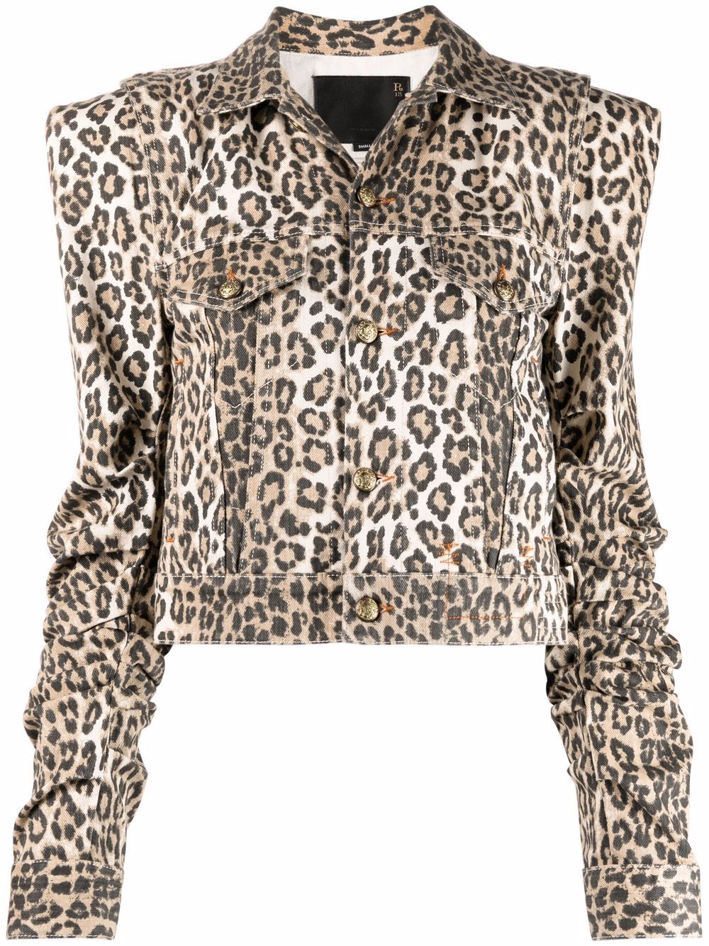 фото R13 джинсовая куртка с леопардовым принтом