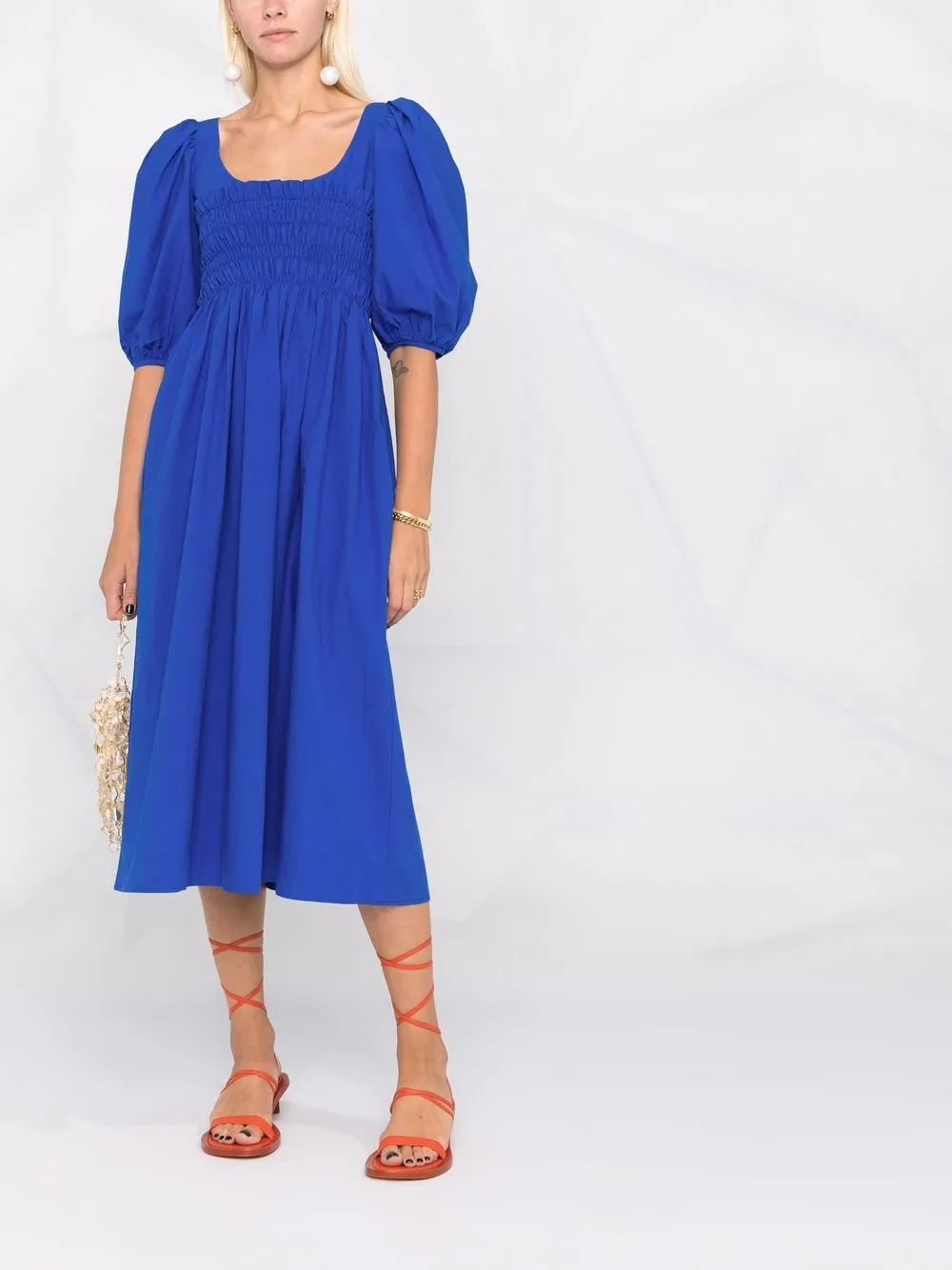 Ciao Lucia puff-sleeve scoop neck dress