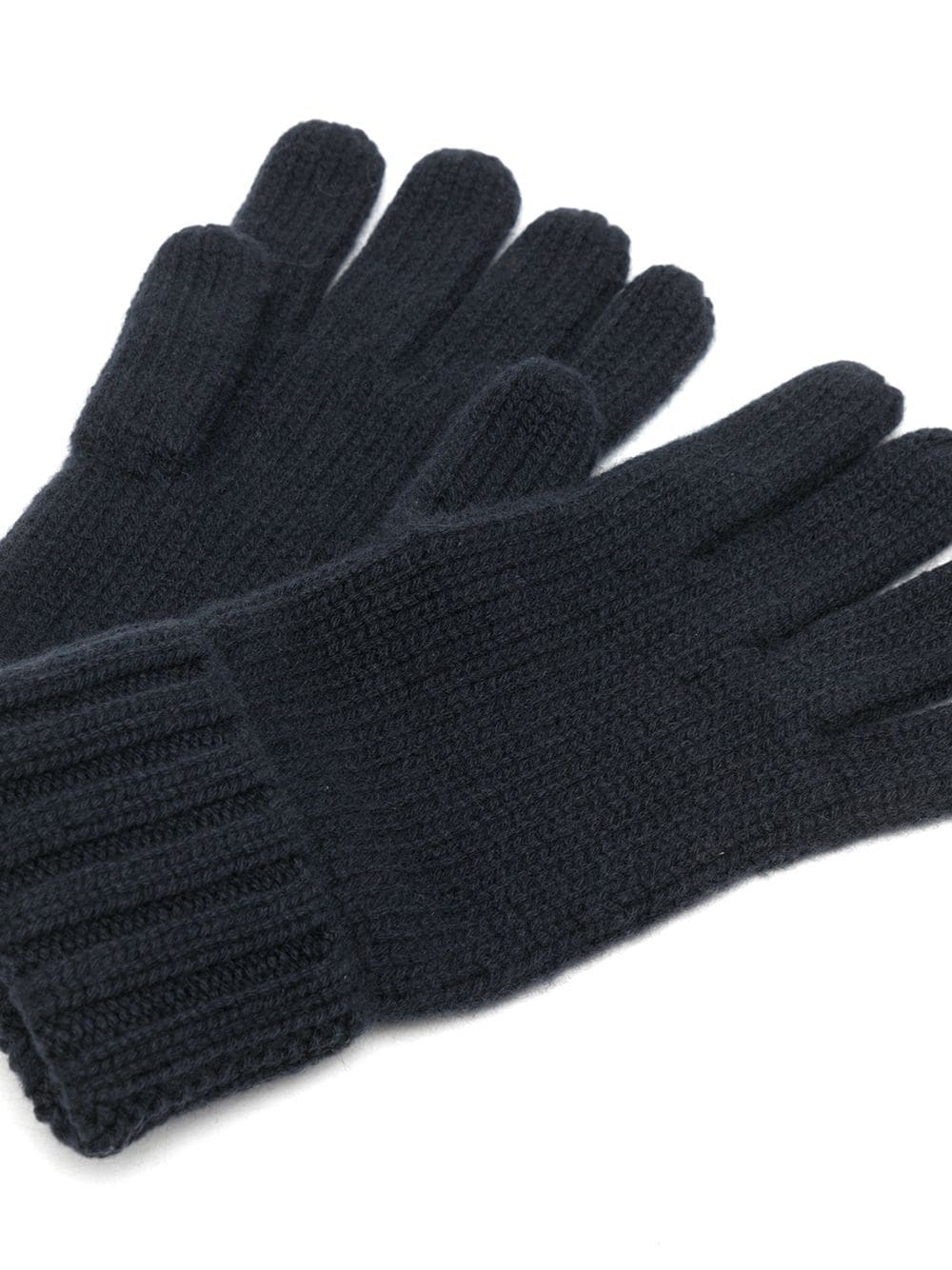 N.Peal Men's Ribbed Cashmere Gloves Navy Blue - One Size