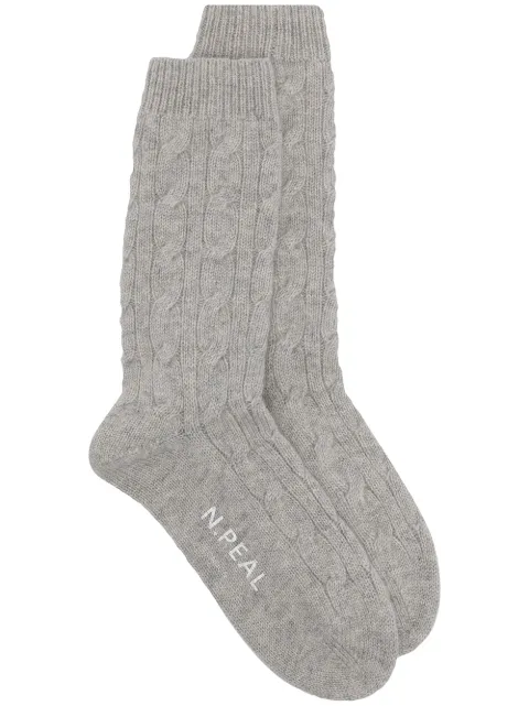 N.Peal cable-knit cashmere socks 