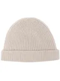 N.Peal ribbed beanie hat - White