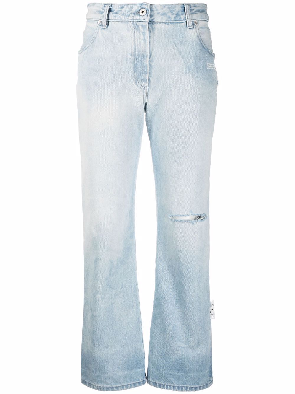 Off-White high-rise Distressed straight-leg Jeans - Farfetch