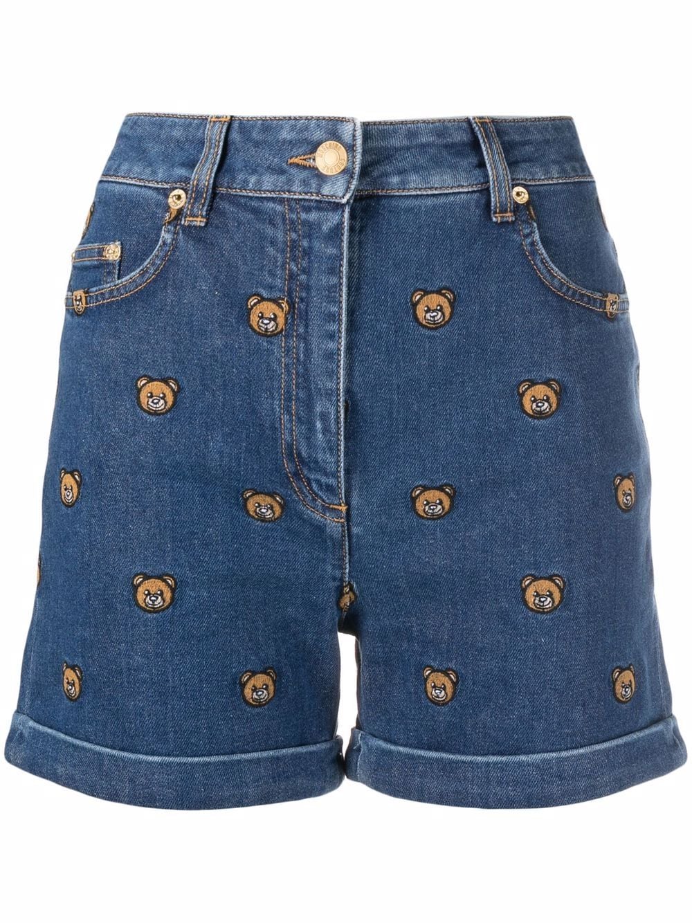 фото Moschino джинсовые шорты с вышивкой teddy bear