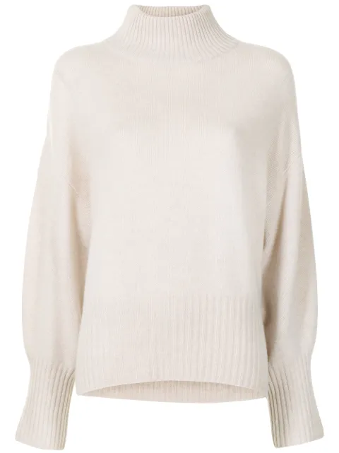 N.Peal mock-neck curved hem jumper