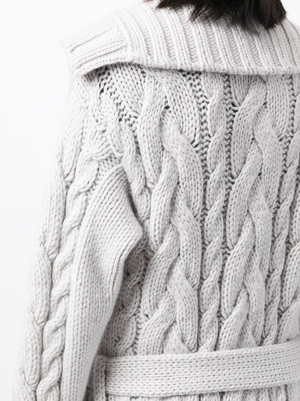 Shop N•peal Belted Cable-knit Cashmere Cardigan In 蓝色