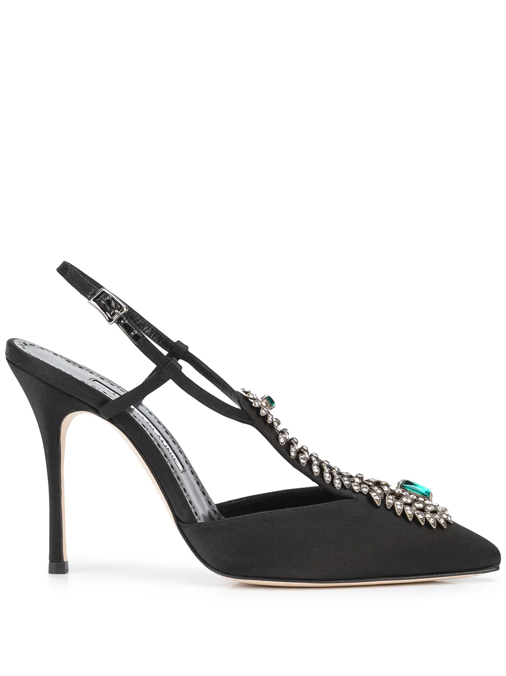 Imagem 1 de Manolo Blahnik Scarpin de cetim com aplicação de cristais