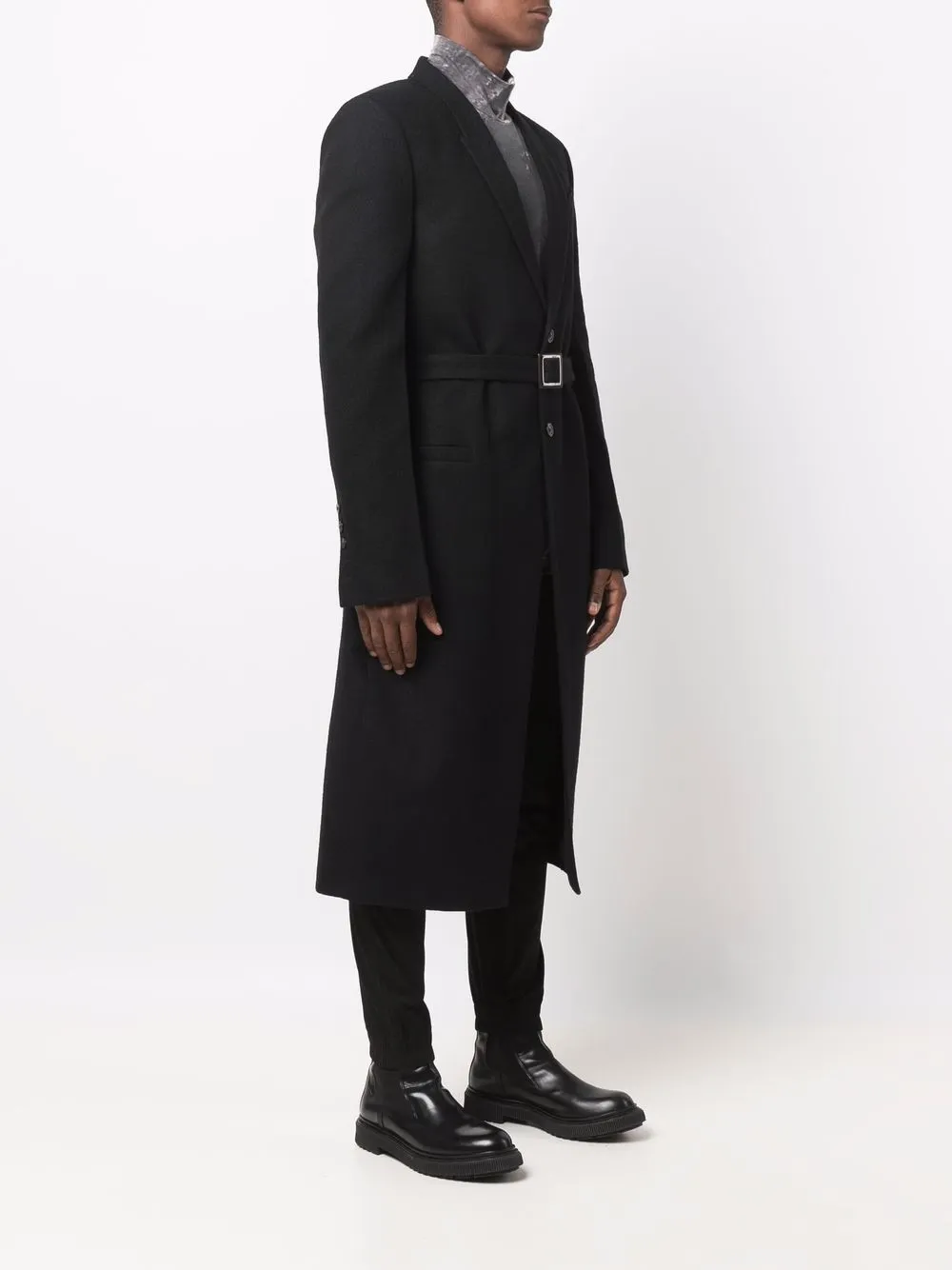фото Rick owens длинное пальто с поясом