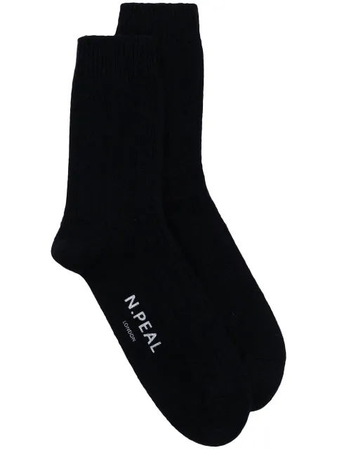 N.Peal logo-print cashmere socks