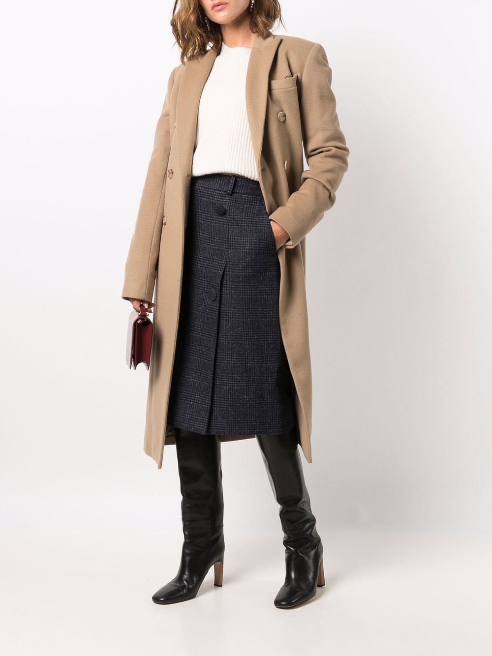Image 2 of Nina Ricci checked wool midi skirt