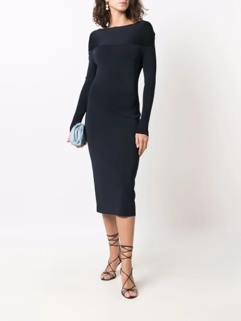Victoria Beckham boat-neck Fitted Dress - Farfetch