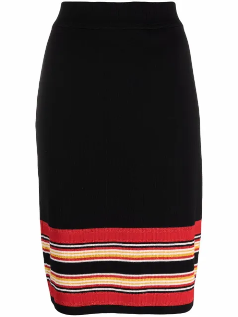 Saint Laurent Pre-Owned 2000s striped detail straight-fit skirt