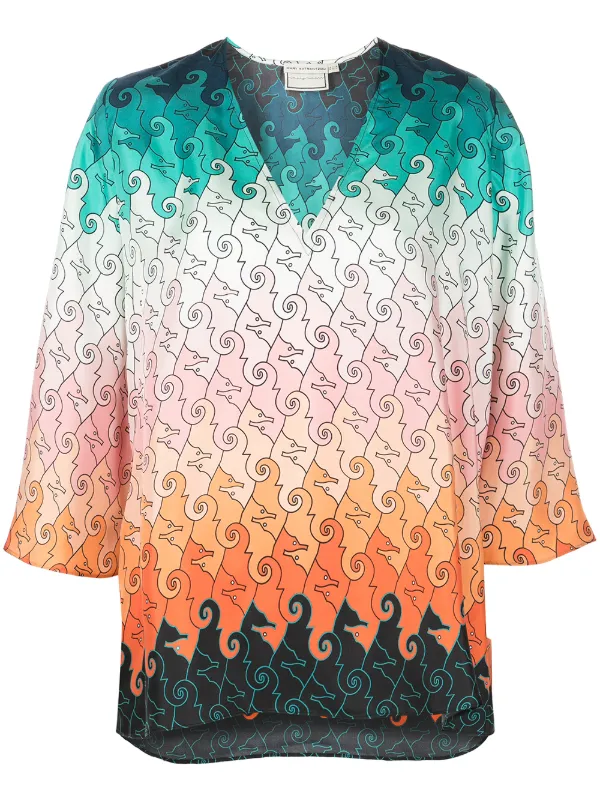 Mary Katrantzou Pathos Geometric-print Silk Blouse in Multicolour