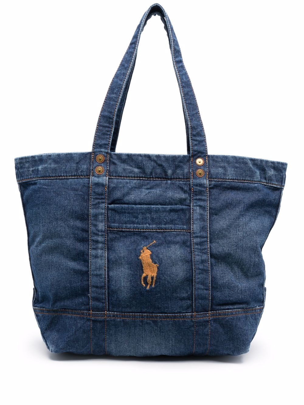 фото Polo ralph lauren джинсовая сумка-тоут с вышитым логотипом