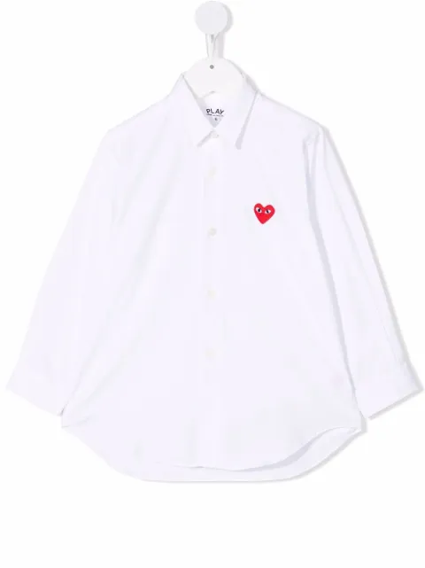 Comme Des Garçons Play Kids قميص بأزرار وزينة قلب