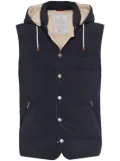 Brunello Cucinelli hooded feather-down padded gilet - Blue