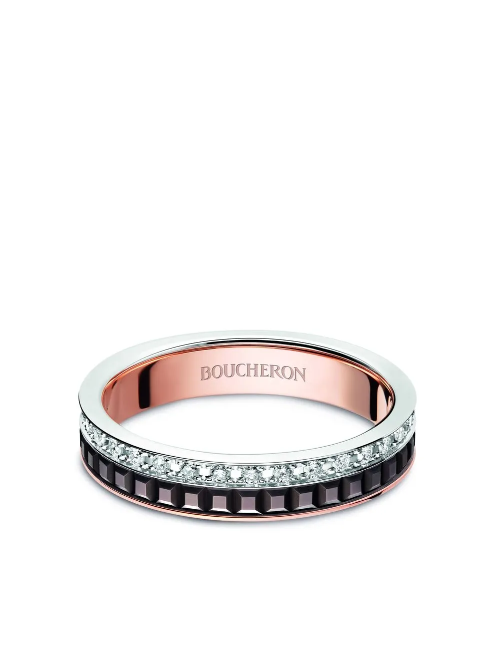 Shop Boucheron 18kt Rose And White Gold Quatre Classic Diamond Band Ring In Pink