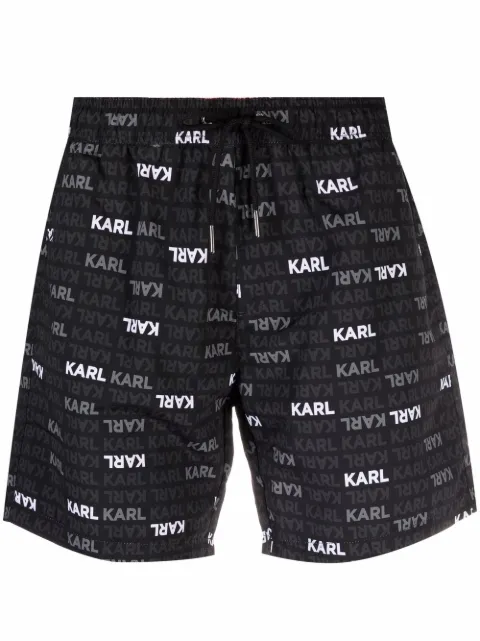 Karl Lagerfeld logo-print drawstring-waist swim shorts 
