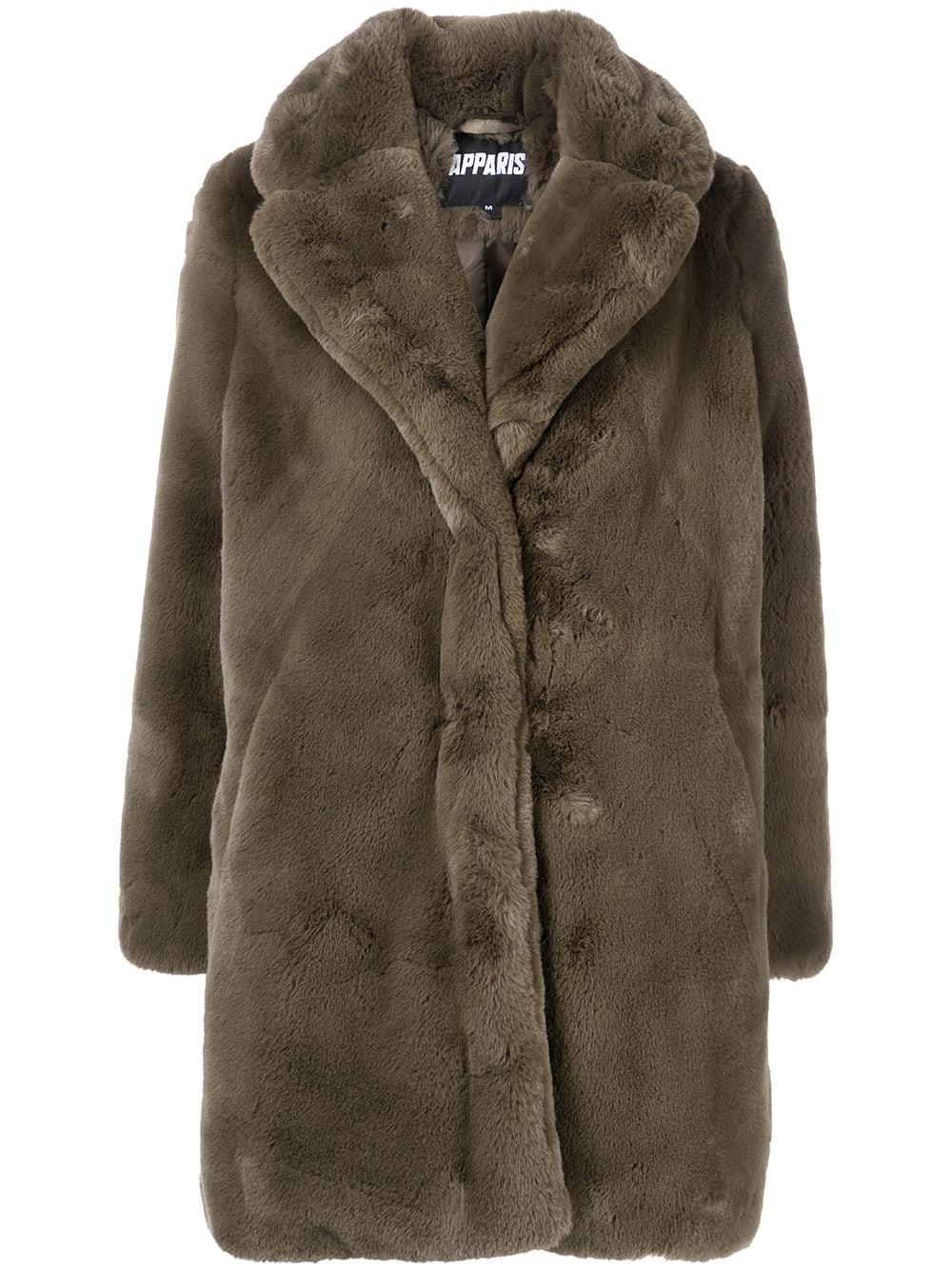 Apparis Stella Medium Faux-shearling Coat In Khaki | ModeSens