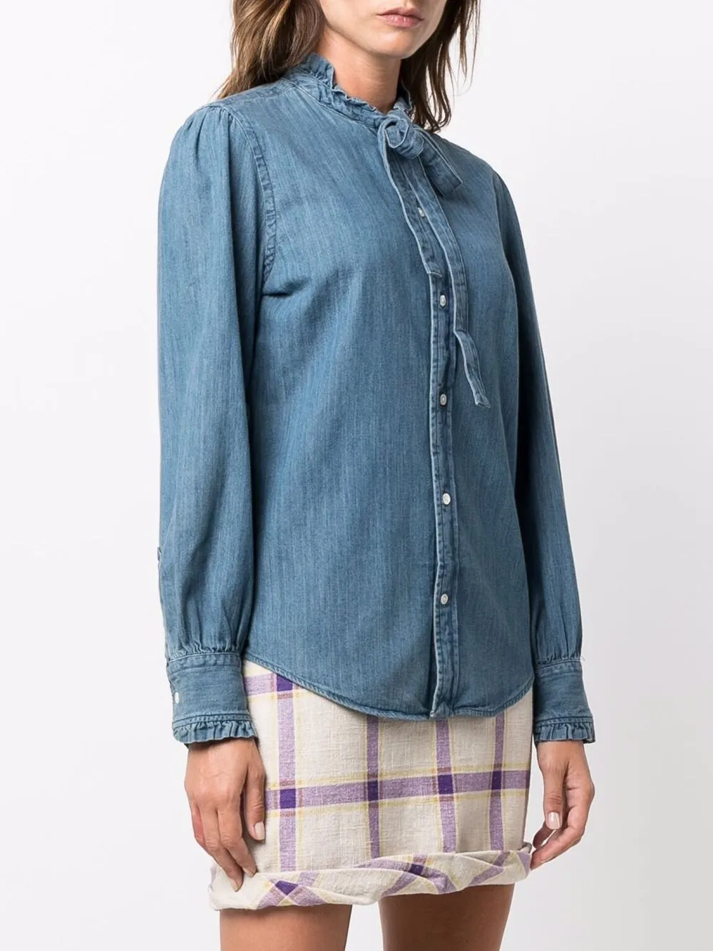 фото Polo ralph lauren джинсовая рубашка с бантом