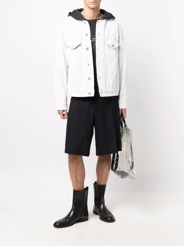 Maison Margiela raw-cut Collar Denim Jacket | White | FARFETCH