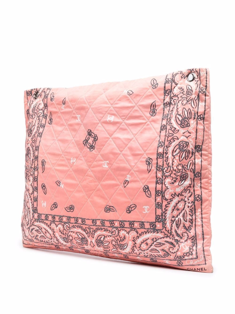 CHANEL Bandana Pattern CC Hand Bag Pouch Rose Pink Ex++ Rare