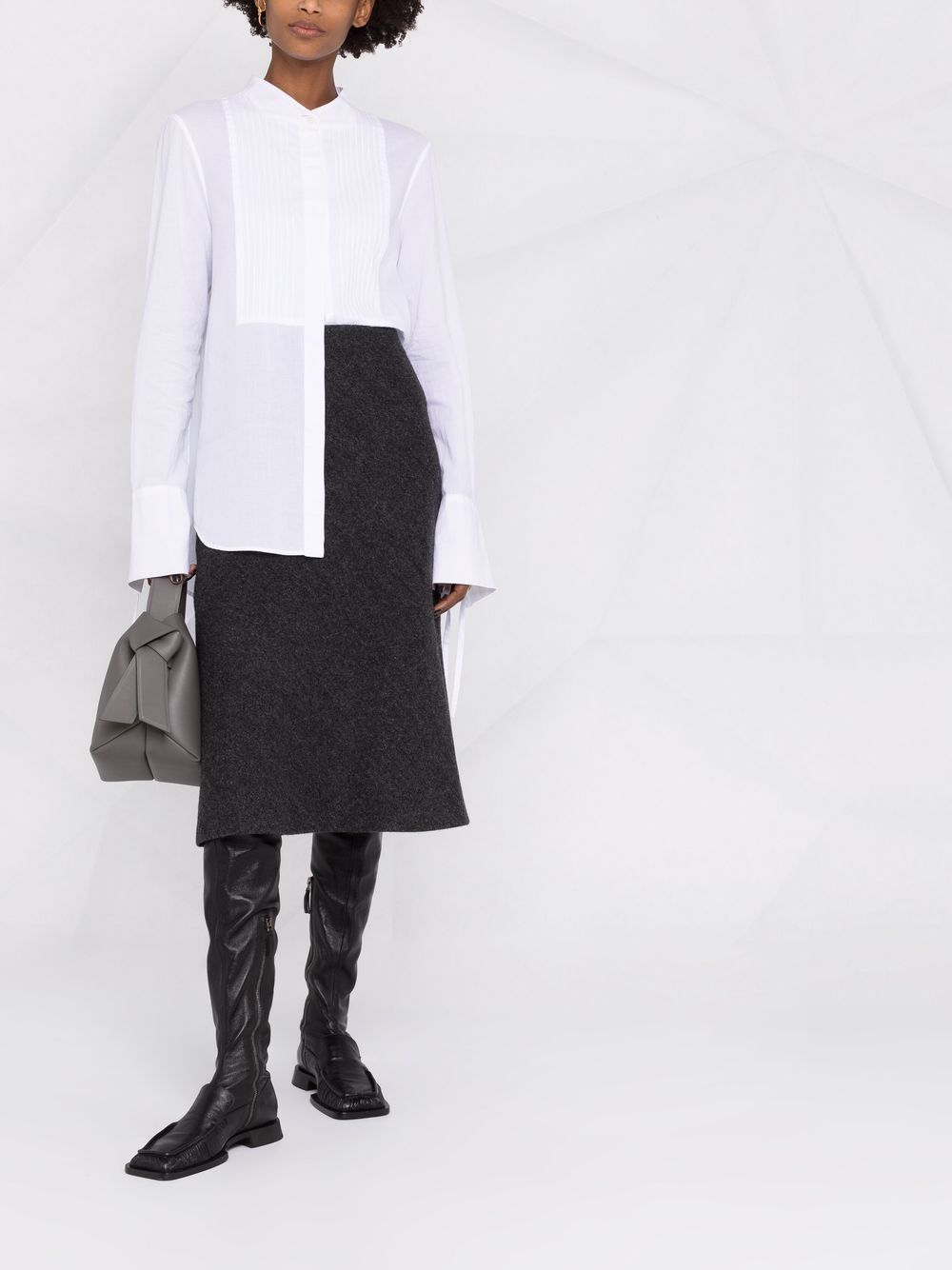 Shop Maison Margiela Wool Midi Skirt In Grau