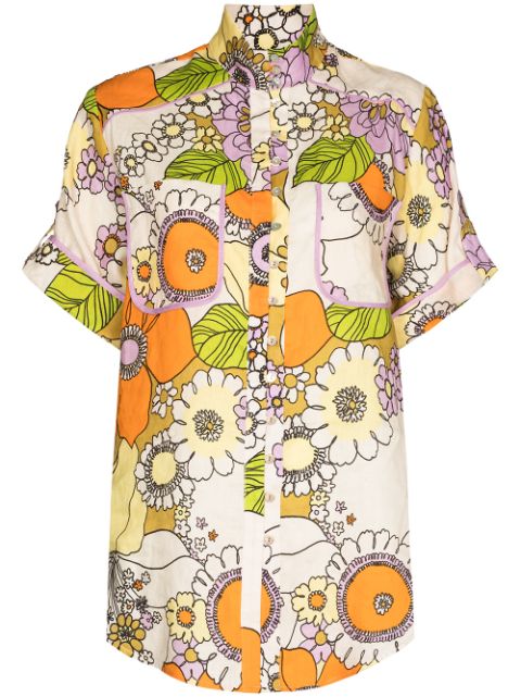 ALEMAIS Farrah floral-print oversized shirt