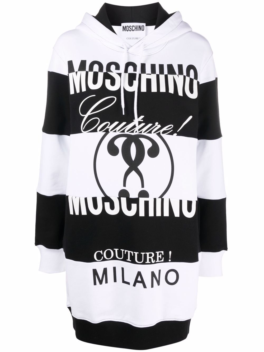 фото Moschino платье-худи с принтом double question