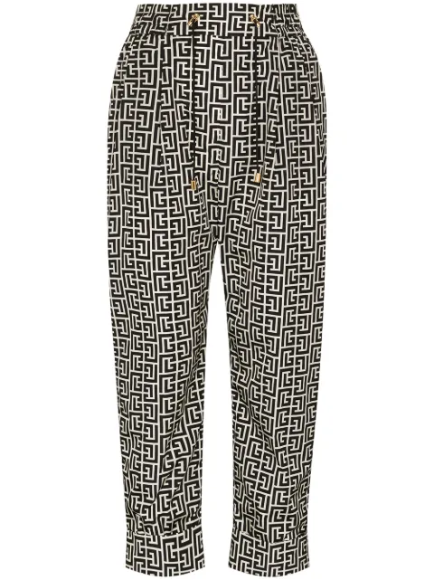 Balmain monogram print drawstring trousers