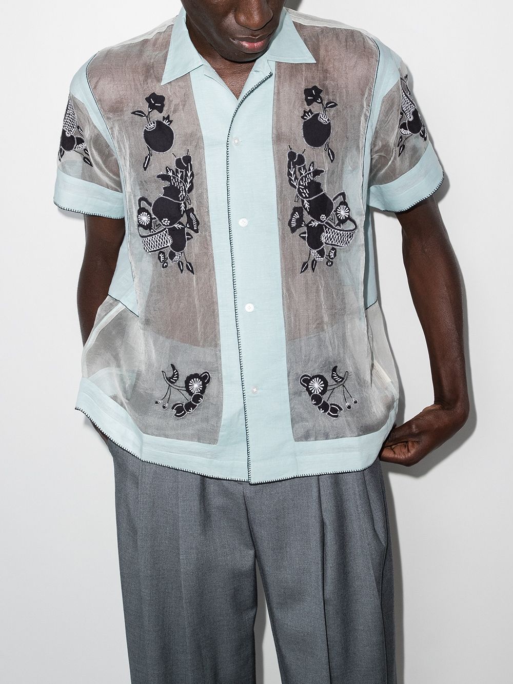 фото Bode cornucipia sheer-panels shirt