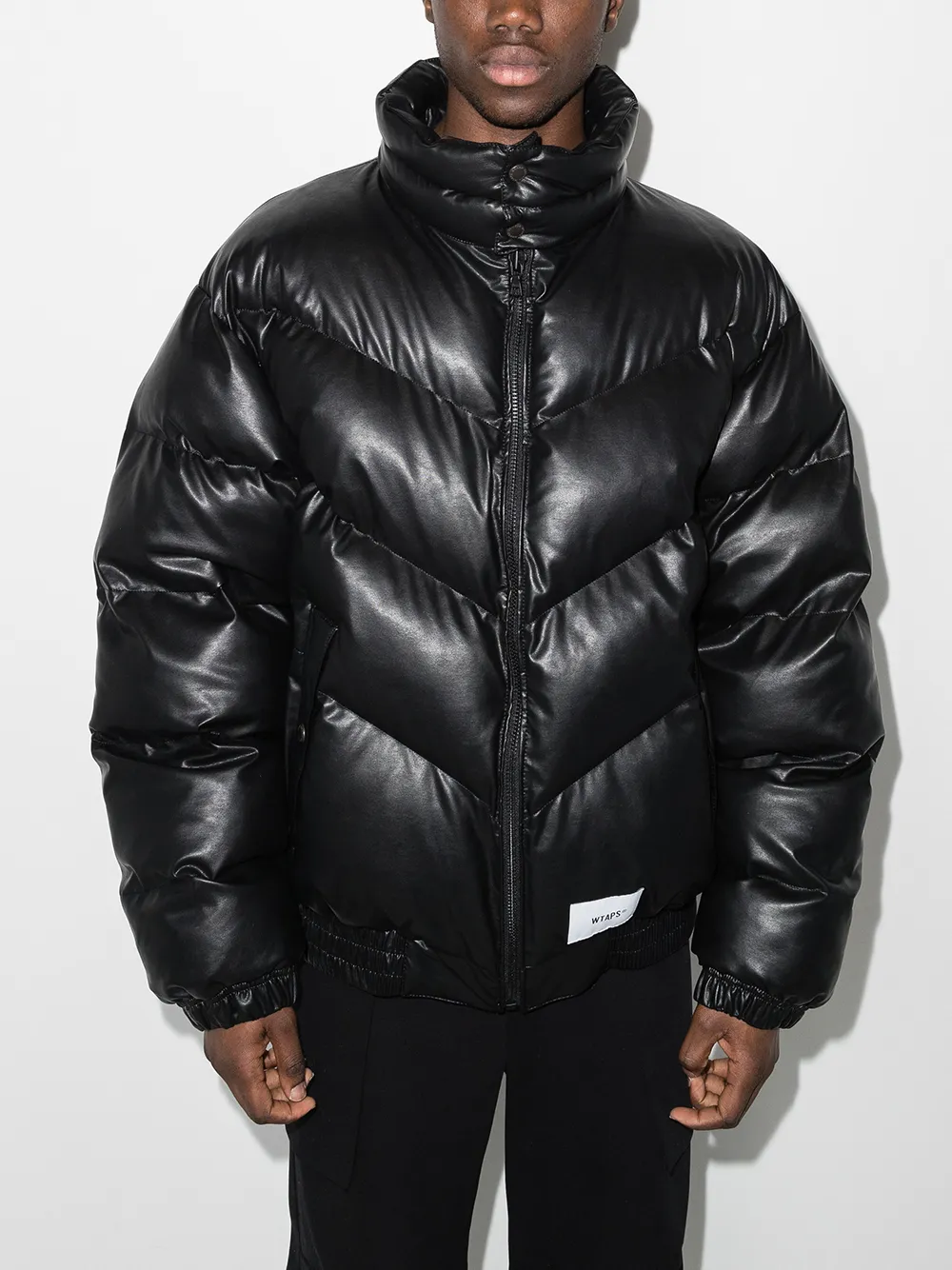 Chevron-quilted puffer jacket