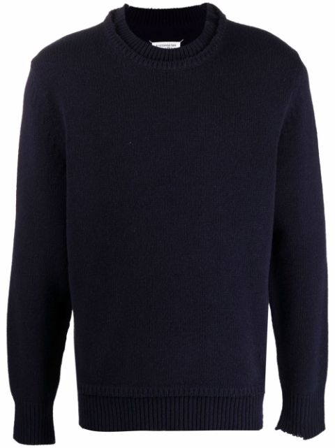 Maison Margiela layered-collar elbow-patch distressed jumper Men