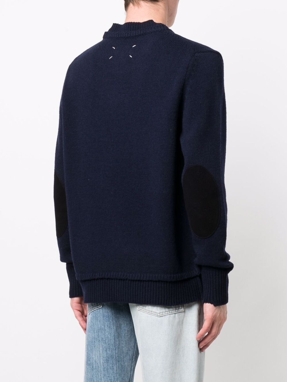 Maison Margiela layered-collar elbow-patch distressed jumper Men