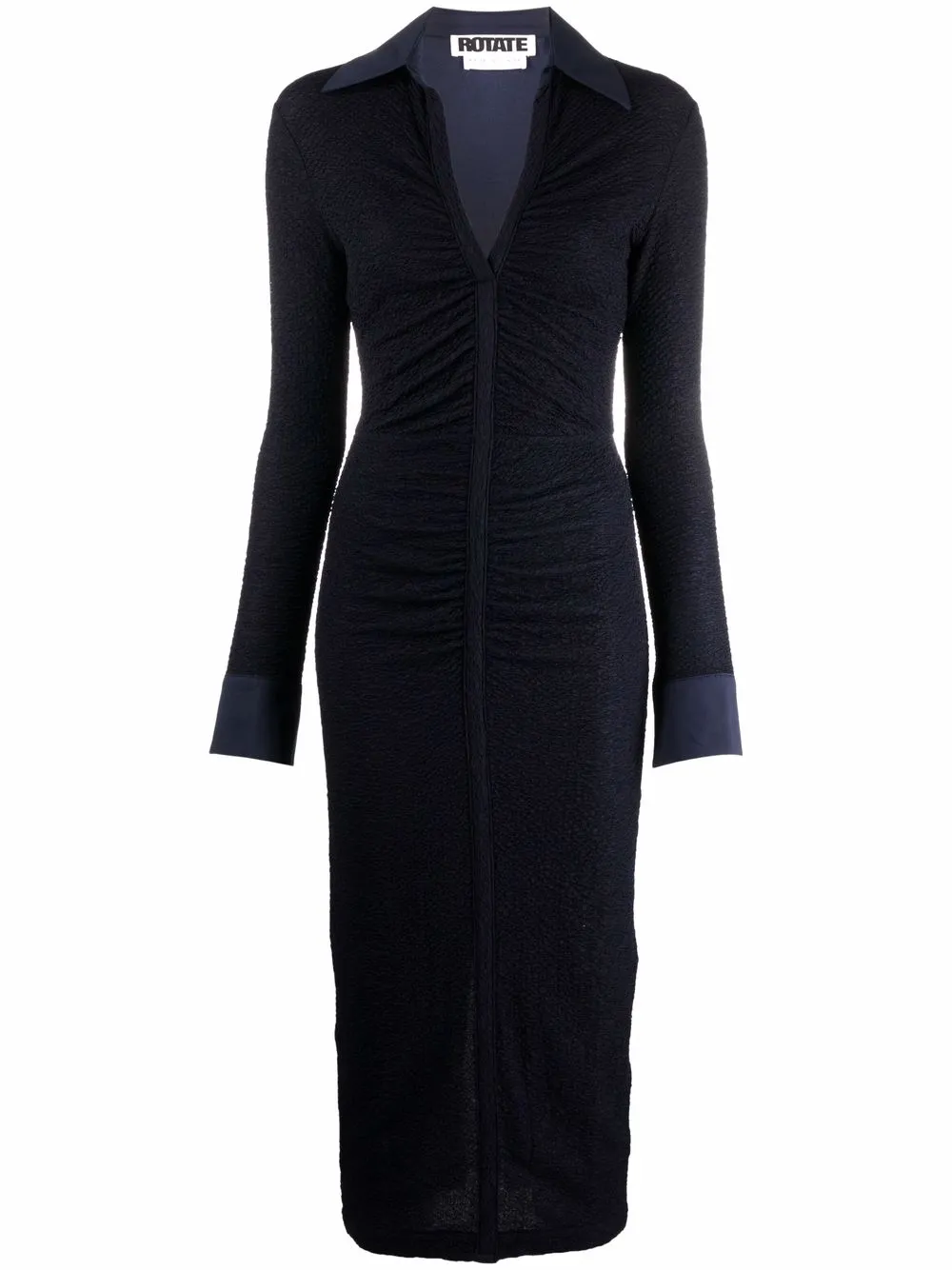 ROTATE Simone ruched mid-length shirtdress