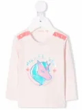 Billieblush unicorn logo print T-shirt - Pink