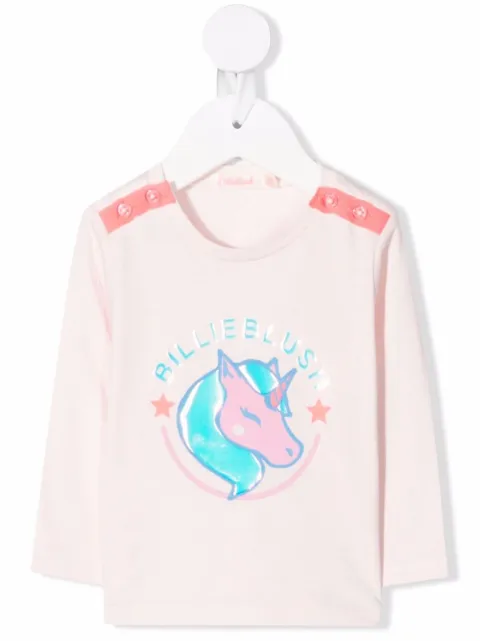 Billieblush unicorn logo print T-shirt