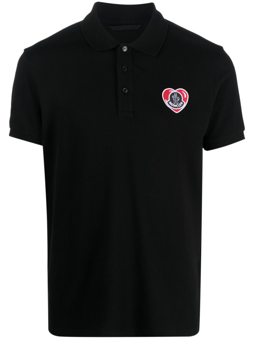 Moncler Logo-patch Polo Shirt In Black