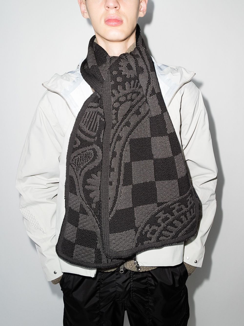 Image 2 of Byborre checkerboard intarsia scarf