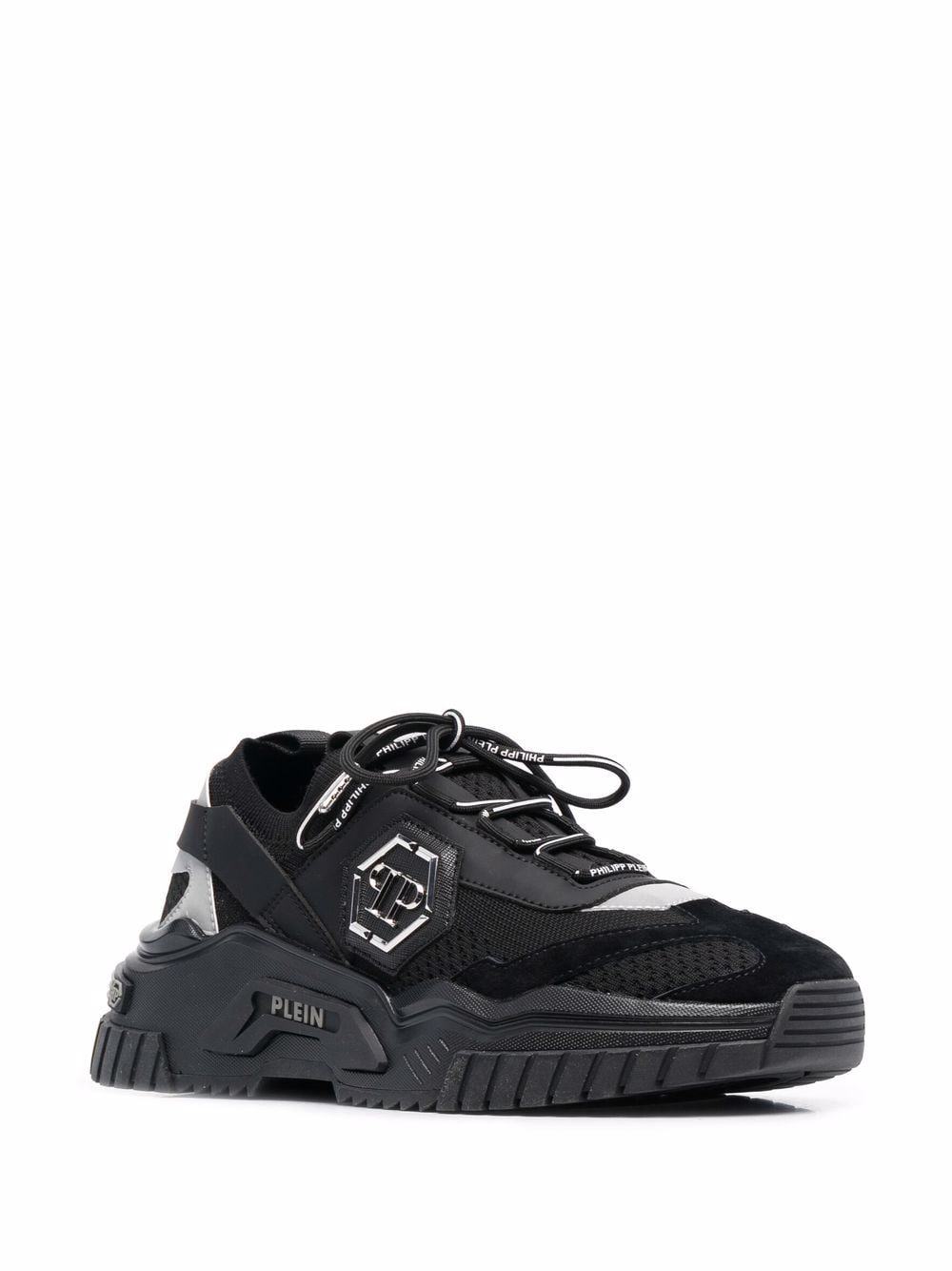 Shop Philipp Plein Predator Panelled Low-top Sneakers In Schwarz