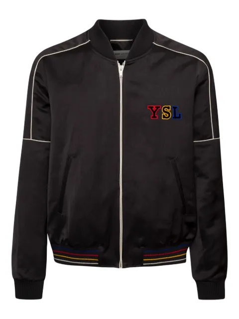 Saint Laurent chamarra bomber con logo bordado