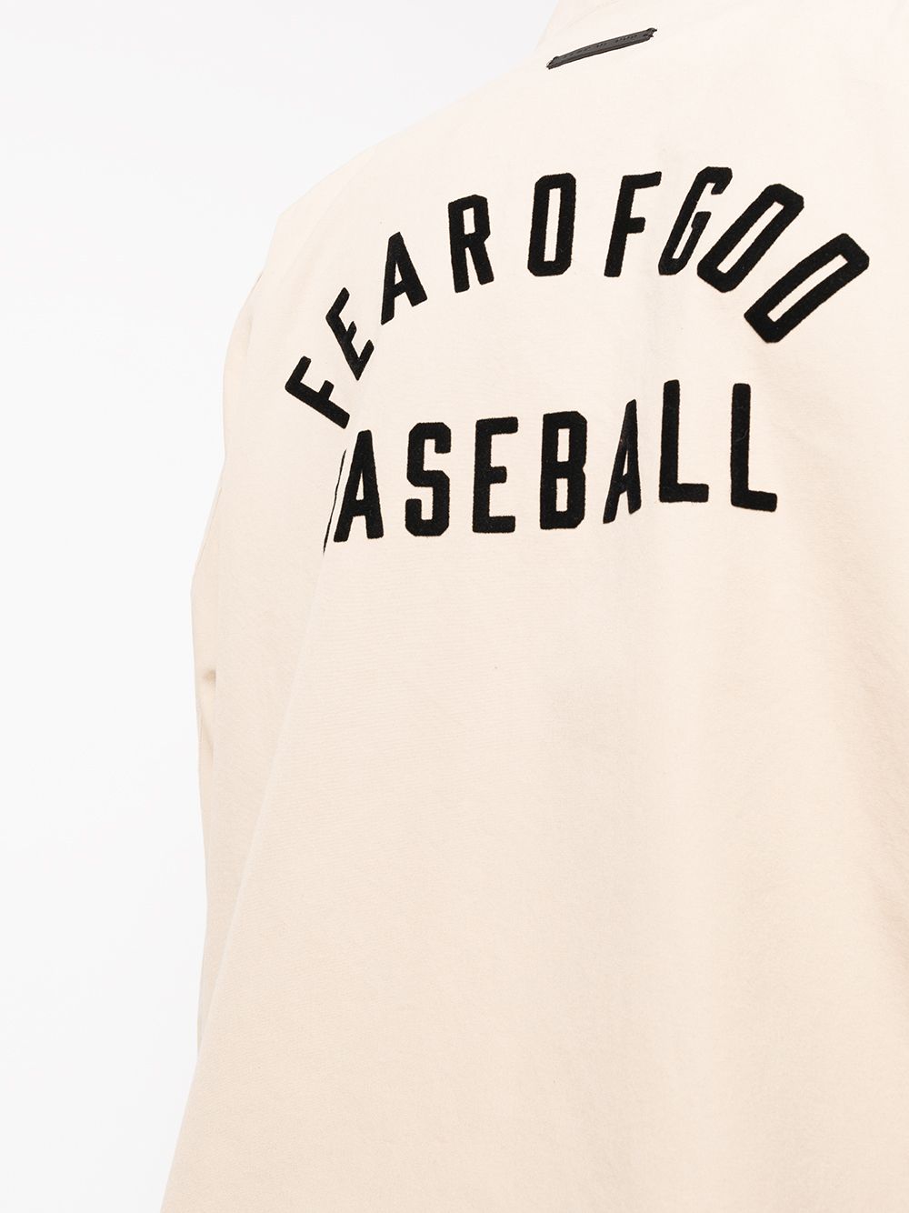 Shop Fear Of God Logo-print Baseball Jacket In Neutrals