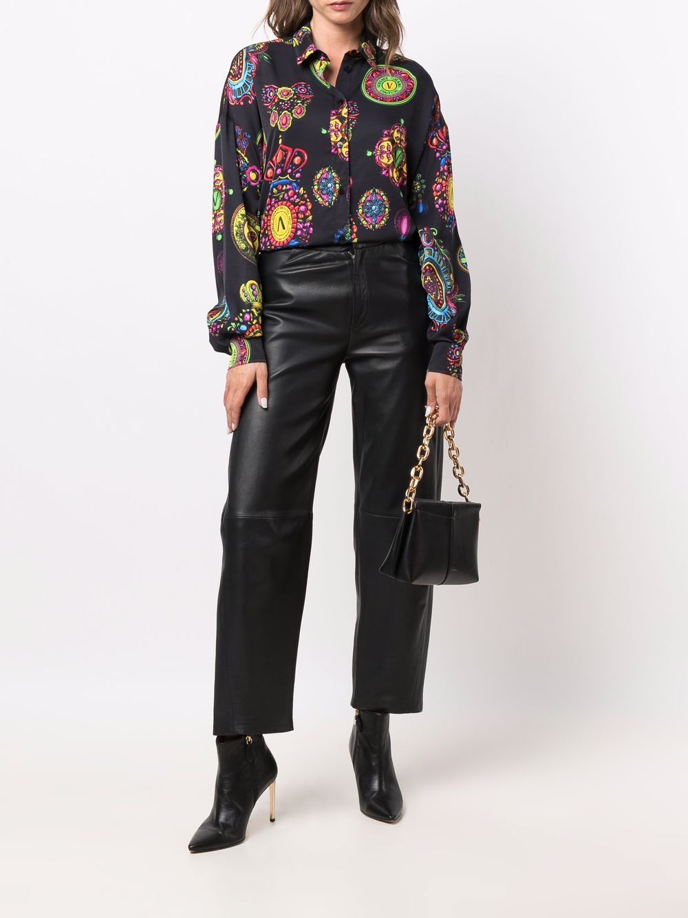 Shop Versace Jeans Couture Graphic-print Long-sleeve Shirt In Black