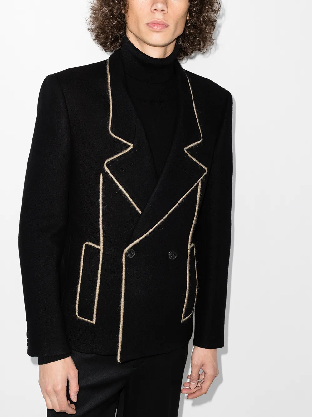 Saint Laurent Blazer met contrasterende afwerking - Zwart